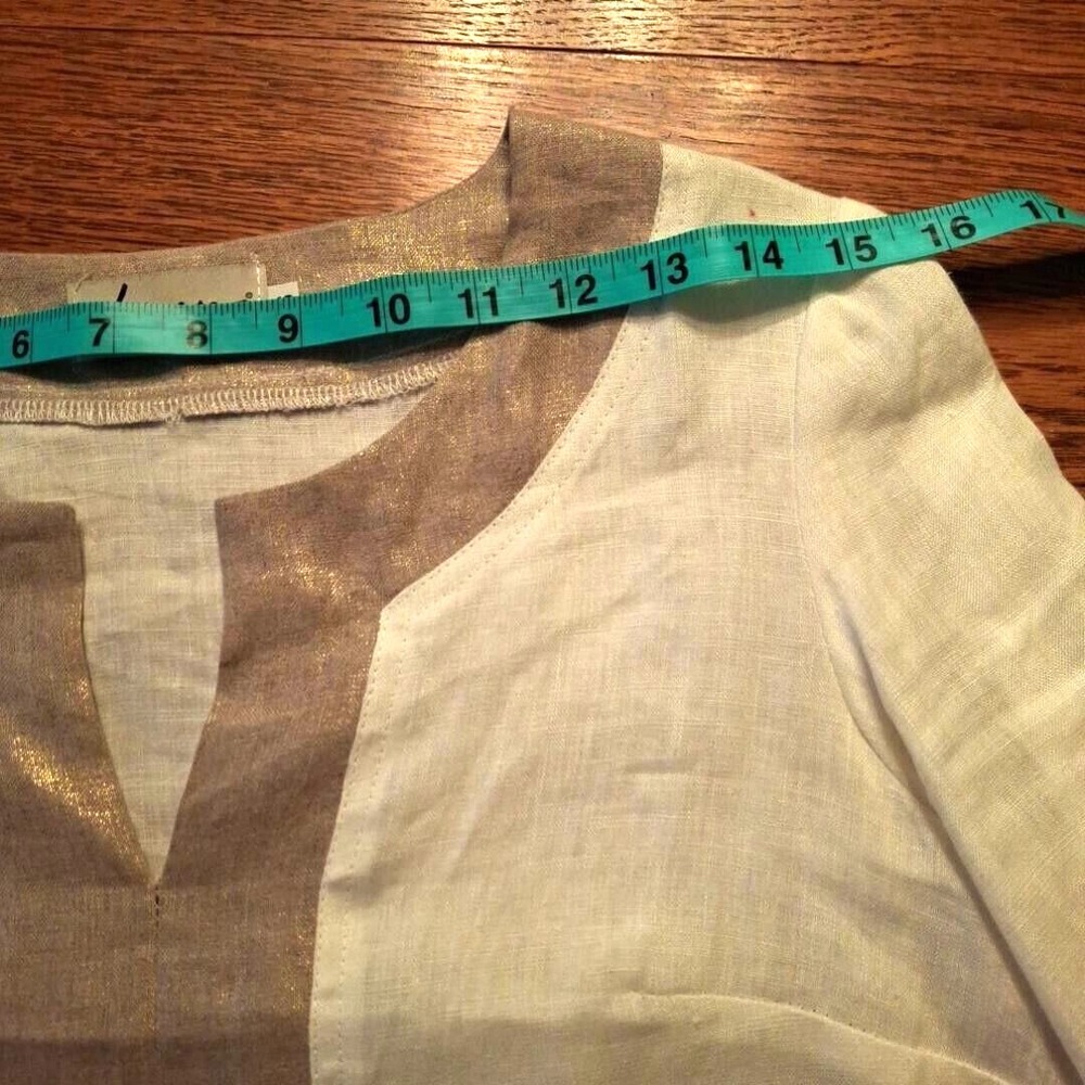 iLinen Tunic Beige Shirt Size‎ S Boho Casual - Picture 5 of 9